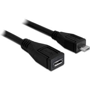 Delock 83248 USB-kabel USB 2.0 USB-micro-B stekker, USB-micro-B bus 1.00 m Zwart
