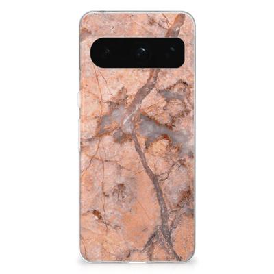 Google Pixel 8 Pro | TPU | Siliconen hoesje | Marmer Oranje