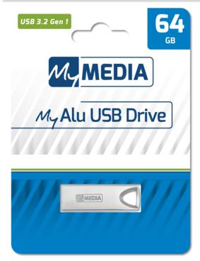 MyMEDIA My Alu USB 3.2 Gen 1 Drive USB-stick 64 GB Zilver 69277 USB-A 3.2 Gen 1 MyMEDIA My Alu USB 3.2 Gen 1 Drive USB-stick 64 GB Zilver 69277 USB-A 3.2 Gen 1