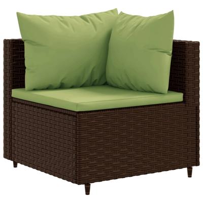 6-delige Loungeset met kussens poly rattan bruin - thumbnail