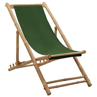 VidaXL Ligstoel bamboe en canvas groen VidaXL Ligstoel bamboe en canvas groen