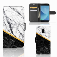 Samsung Galaxy J3 2017 Bookcase Marmer Wit Zwart - Origineel Cadeau Man - thumbnail