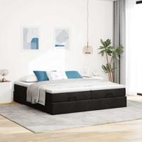 Ottoman bed met matrassen 180x200cm stof zwart - thumbnail