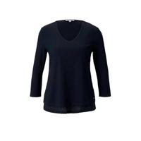 Tom Tailor Denim top met textuur donkerblauw - thumbnail