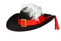 Hoed musketier met rode band - thumbnail