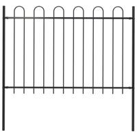 VidaXL Tuinhek met ronde bovenkant 1,8 m staal zwart - thumbnail