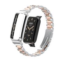 Metalen schakelband met case - Zilver met rosé goud - Xiaomi Smart band 7 Pro - thumbnail