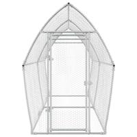 Kippenhok 400x105x182 cm gegalvaniseerd staal zilverkleurig - thumbnail