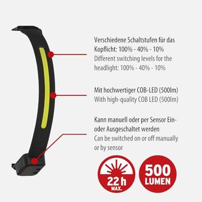 Brennenstuhl LuxPremium oplaadbare LED sensor koplamp | SL 500 A | IP44 | 500lm - 1173760000 Brennenstuhl LuxPremium oplaadbare LED sensor koplamp | SL 500 A | IP44 | 500lm - 1173760000