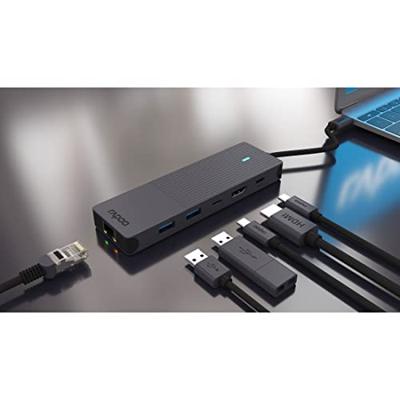 Rapoo USB-C Multiport Adapter, 6-in-1, grijs Desktop accessoire Zwart