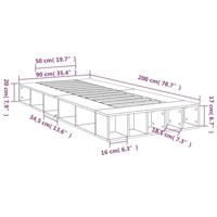 Bedframe bewerkt hout bruin eikenkleur 90x200 cm - thumbnail