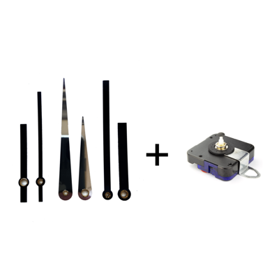 Set klokwijzers S + stil uurwerk Set klokwijzers S + stil uurwerk