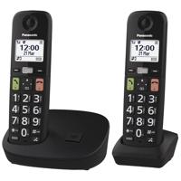 Panasonic KX-TGU112EXB Digitale telefoon, draadloos, met antwoordapparaat, basiseenheid en 2 handsets, lcd-display, grote toetsen, favoriete oproepen, compatibel met hoorapparaten, zwart - thumbnail