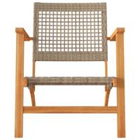 3-delige Bistroset poly rattan en massief acaciahout beige - thumbnail