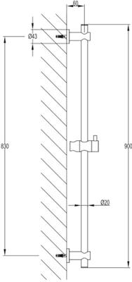 Ben Fody glijstang 90cm geborsteld messing pvd