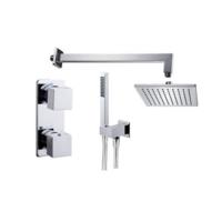 Regendoucheset Inbouw Muur Mila 30cm Vierkant Chroom Thermostaatkraan Handdouche - thumbnail