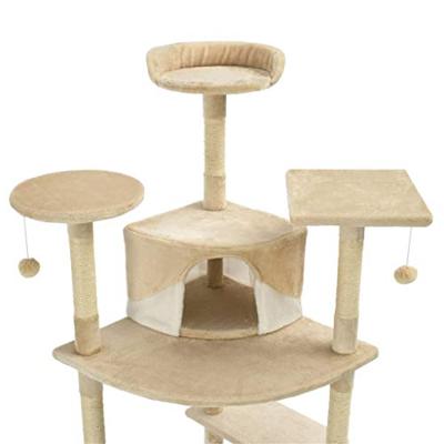 VidaXL Kattenkrabpaal met sisal krabpalen 203 cm beige en wit