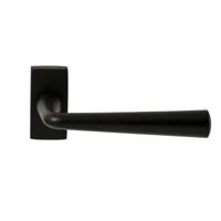 Hardbrass Deurkruk Mikonos op rechthoekig rozet - zwart - thumbnail