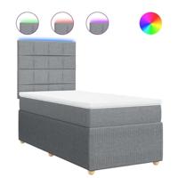 Boxspring met matras stof lichtgrijs 100x200 cm - thumbnail