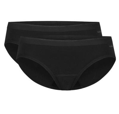 2-Pack Bikini dames slip - 32284 - Lage mini dames slips - Biologisch katoenen vrouwen ondergoed - S - Zwart - Onderbroek - Ondergoed