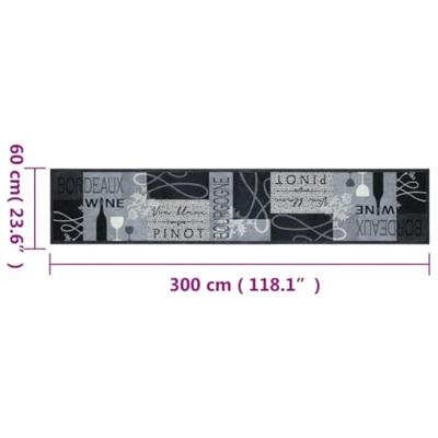 VidaXL Keukenmat wasbaar wijnprint 60x300 cm fluweel grijs VidaXL Keukenmat wasbaar wijnprint 60x300 cm fluweel grijs