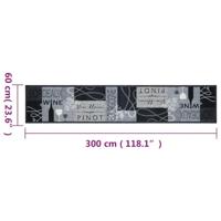 VidaXL Keukenmat wasbaar wijnprint 60x300 cm fluweel grijs - thumbnail