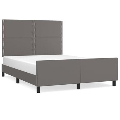Bedframe met hoofdbord kunstleer grijs 140x200 cm