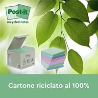 Post-it recycled notes Nature, 100 vel, ft 76 x 76 mm, pak van 16 blokken, geassorteerde kleuren - thumbnail