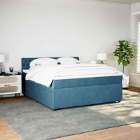 Boxspring met matras fluweel blauw 180x200 cm - thumbnail