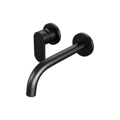 Inbouw wastafelmengkraan met gebogen uitloop en rozetten, mat zwart, model C2