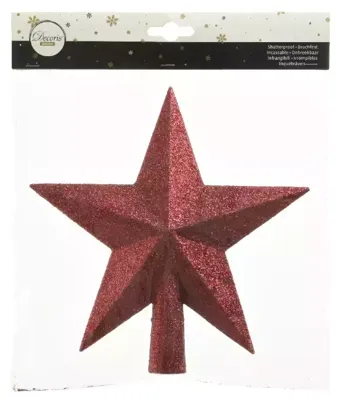 Decoris Piek Kunststof Donkerrood met glitters 4.2x19x19cm
