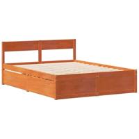 Bedframe zonder matras massief grenenhout wasbruin 135x190 cm - thumbnail