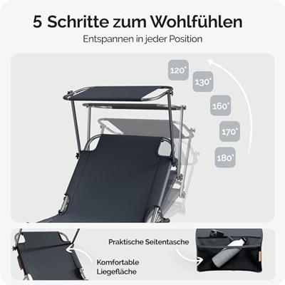 Ligbed Ibiza Grijs 190x59x29cm Alu Zonnescherm Ligbed Ibiza Grijs 190x59x29cm Alu Zonnescherm