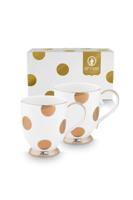 Pip Studio Set/2 Mokken Dot Delight Wit/Goud 350ml - thumbnail