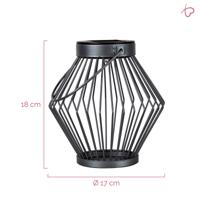 Solar LED Lantaarn Rotan 17 cm - Draadloos op zonne-energie - Grijs - thumbnail