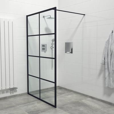 Marenza Bellini Inloopdouche - 140x200cm - helder glas - windows frame buitenzijde - anti kalk - mat zwart Windows-140 Marenza Bellini Inloopdouche - 140x200cm - helder glas - windows frame buitenzijde - anti kalk - mat zwart Windows-140