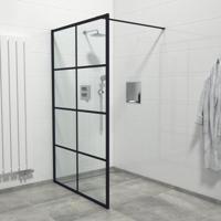 Marenza Bellini Inloopdouche - 140x200cm - helder glas - windows frame buitenzijde - anti kalk - mat zwart Windows-140 - thumbnail