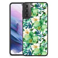Samsung Galaxy S21 Plus Bloemen Hoesje Orchidee Groen - thumbnail