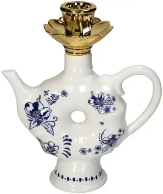 Kersten kandelaar porselein dutch delight theepot 16.5x7x19cm blauw