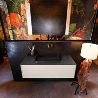 Badkamermeubelset Mondiaz Erin 100 cm met 1 Lade met RIDGE Wastafel Midden Urban Zonder Kraangaten Greeploos Mat Linen - thumbnail