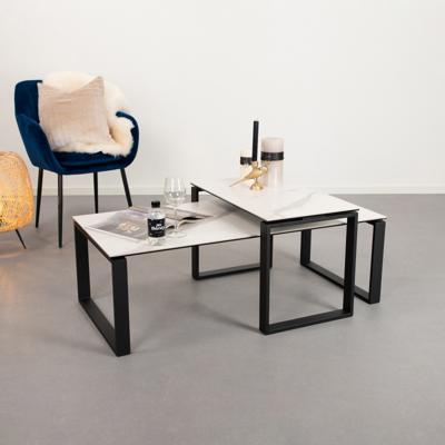 Sohome Salontafel 'Parker' Set van 2 stuks, Keramiek met marmerlook, kleur Wit