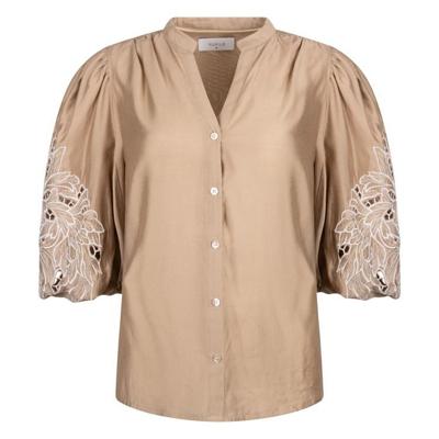 Nukus Blouse Rosie Embroidery | Camel