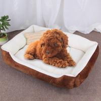 Hond bot patroon grote zachte warme kennel huisdier hond kat mat deken maat: S 60 × 45 × 15cm (bruin wit) - thumbnail