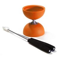 Eureka Rubber diabolo met aluminium stokken - oranje - thumbnail