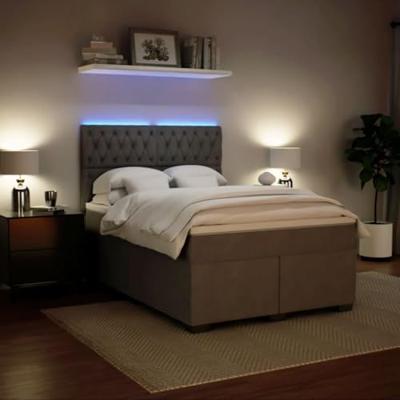 Boxspring met matras fluweel lichtgrijs 140x190 cm