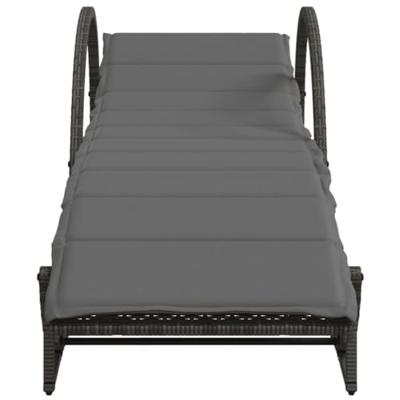 Ligbedden 2 st met tafel poly rattan grijs - thumbnail