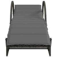 Ligbed met kussen 60x199x42 cm poly rattan grijs - thumbnail