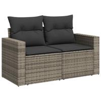 7-delige Loungeset met kussens poly rattan grijs - thumbnail