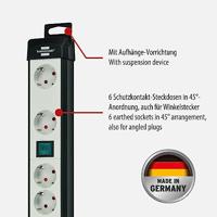 Brennenstuhl Premium-Line Techniek stekkerdoos 6-voudig zwart/lichtgrijs 3m H05VV-F 3G1,5 2-voudig schakelbare speciaal geordend voor adapterstekkers - thumbnail