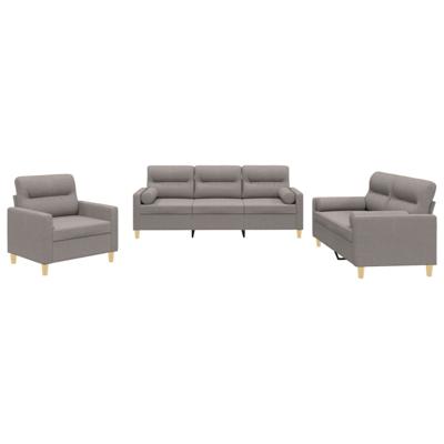 3-delige Loungeset met kussens stof taupe